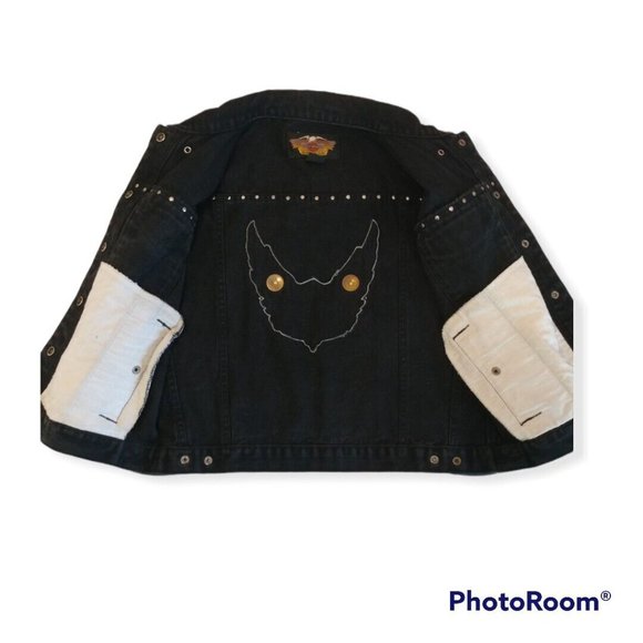 Women's Medium M Harley-Davidson Denim Vest Studded - Picture 5 of 7